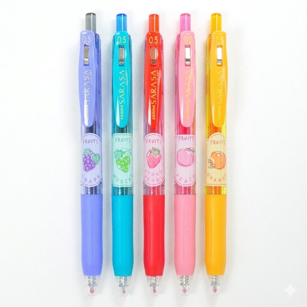 Zebra Sarasa Clip 0.5mm Scented Gel Pen Set — Fruits Limited Edition (5-Colour Set)
