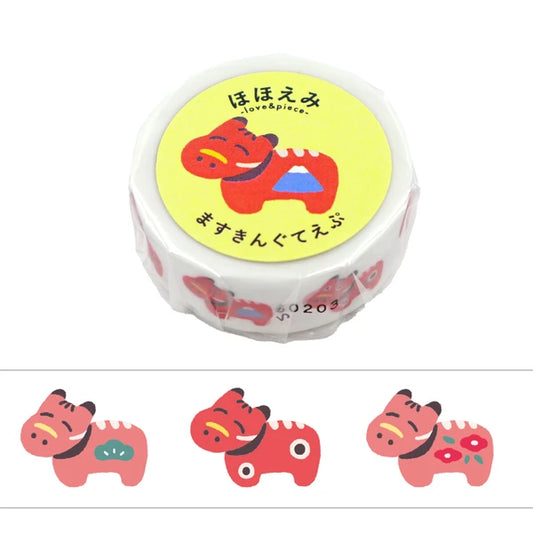 Hohoemi Masking Tape – Kawaii Akabeko (Red Cow) Characters