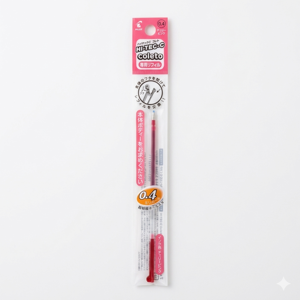 Pilot Hi-Tec-C Coleto Ink Refill 0.4mm – (Pink / Green / Cherry Pink / Brown / Orange / Clear Blue / Blue-Black)