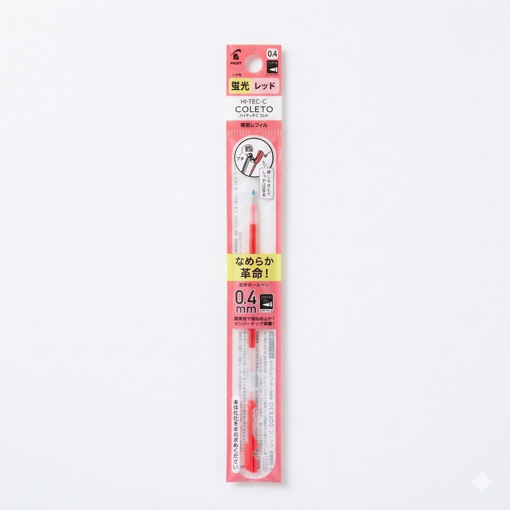 Pilot Hi-Tec-C Coleto Fluorescent Ink Refill 0.4mm –  (Red / Yellow / Green / Purple)