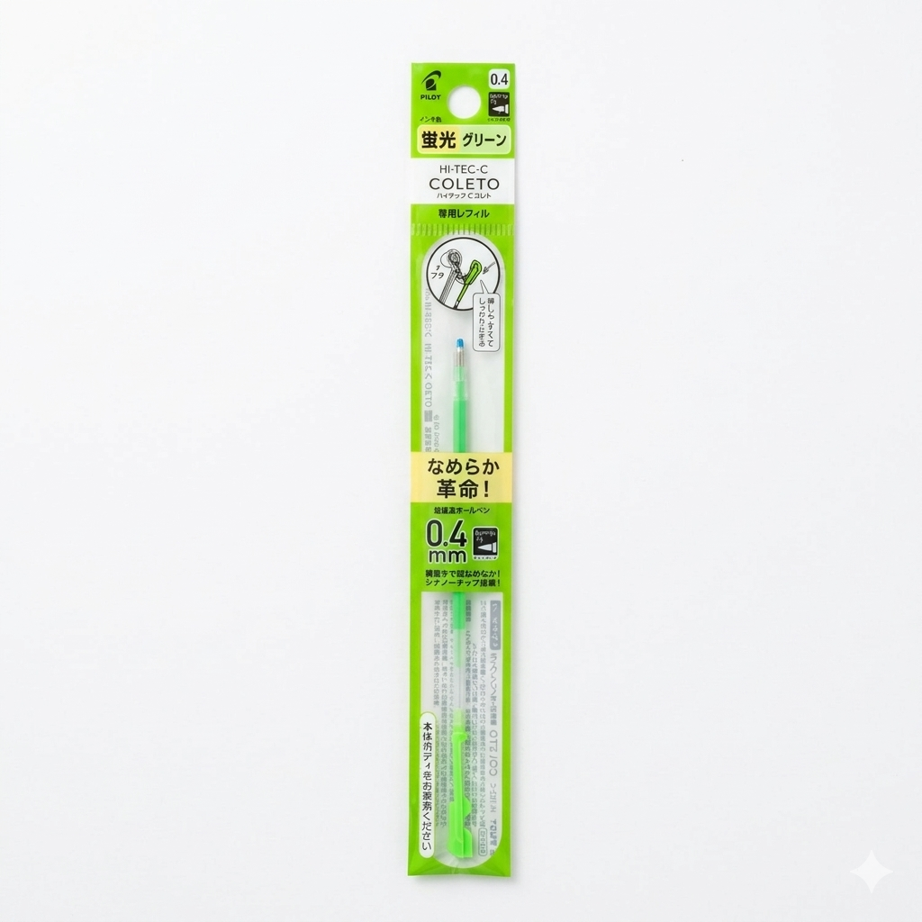 Pilot Hi-Tec-C Coleto Fluorescent Ink Refill 0.4mm –  (Red / Yellow / Green / Purple)