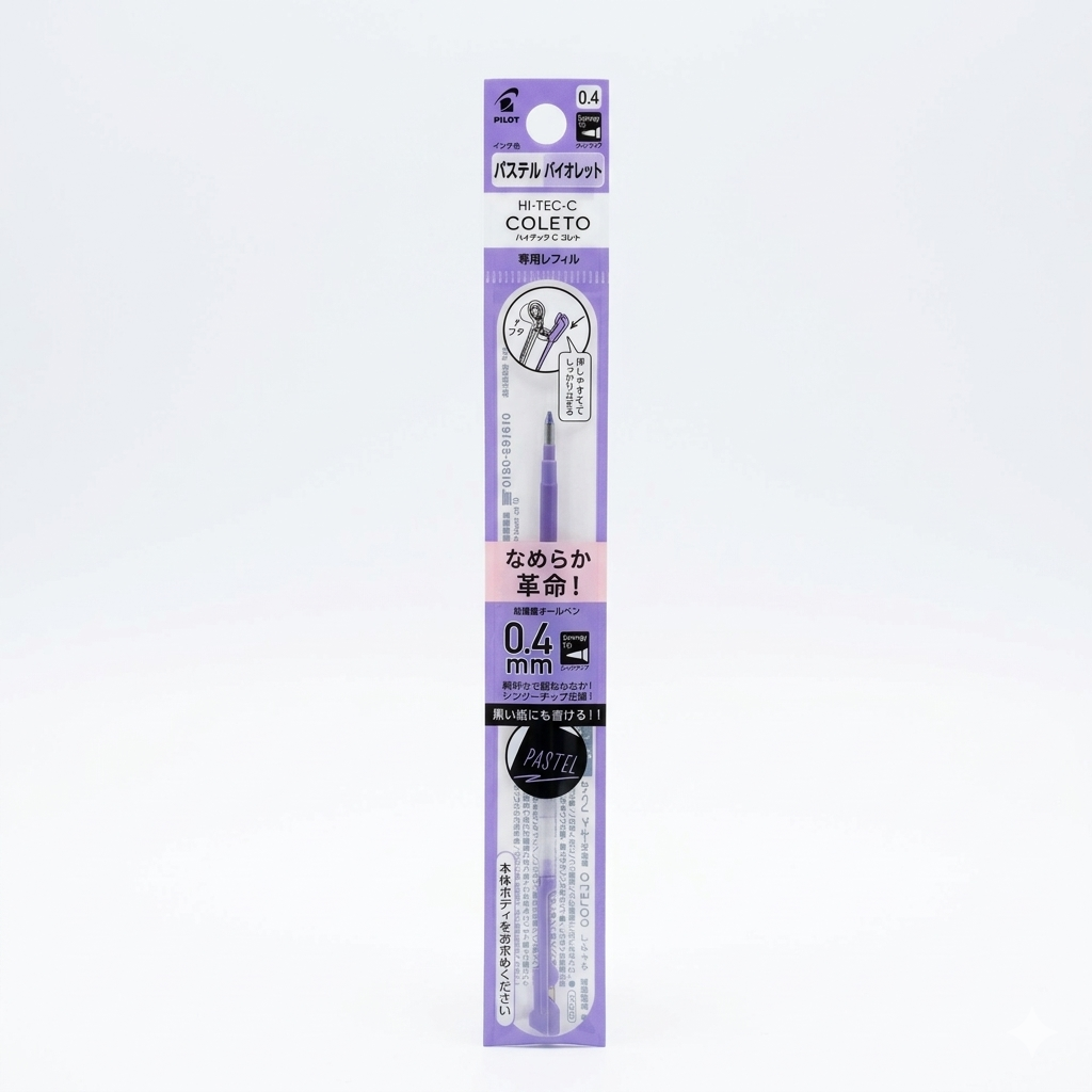 Pilot Hi-Tec-C Coleto Pastel Ink Refill 0.4mm – (Violet / Orange / Blue / Pink)
