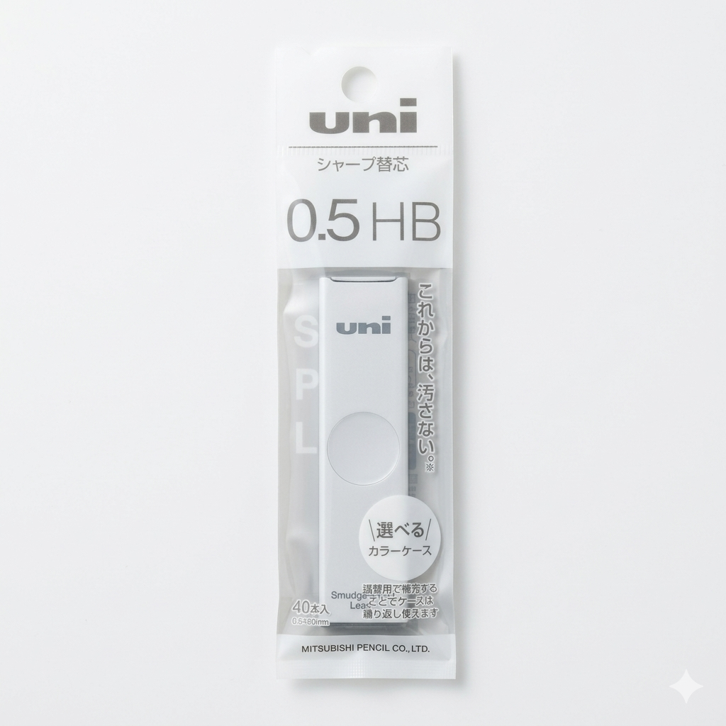 Uni Smudge-Proof Mechanical Pencil Lead – Color Case White – 0.5 mm HB (40 pcs)