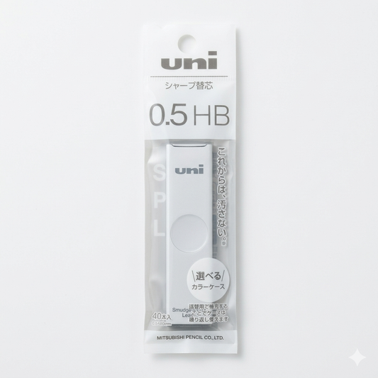 Uni Smudge-Proof Mechanical Pencil Lead – Color Case White – 0.5 mm HB (40 pcs)