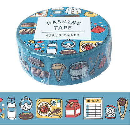 World Craft Masking Tape – Blue Everyday Icons
