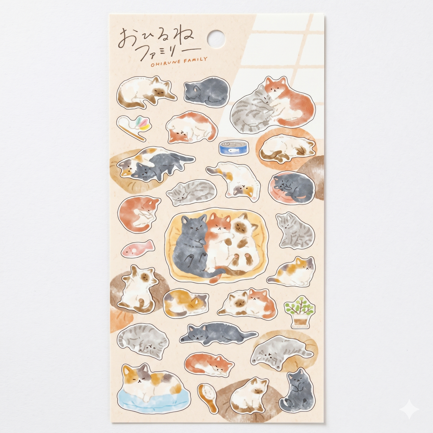 Japanese Kawaii Cat Sticker Sheet – Cute Animal Flake Stickers for Journaling & Scrapbooking
