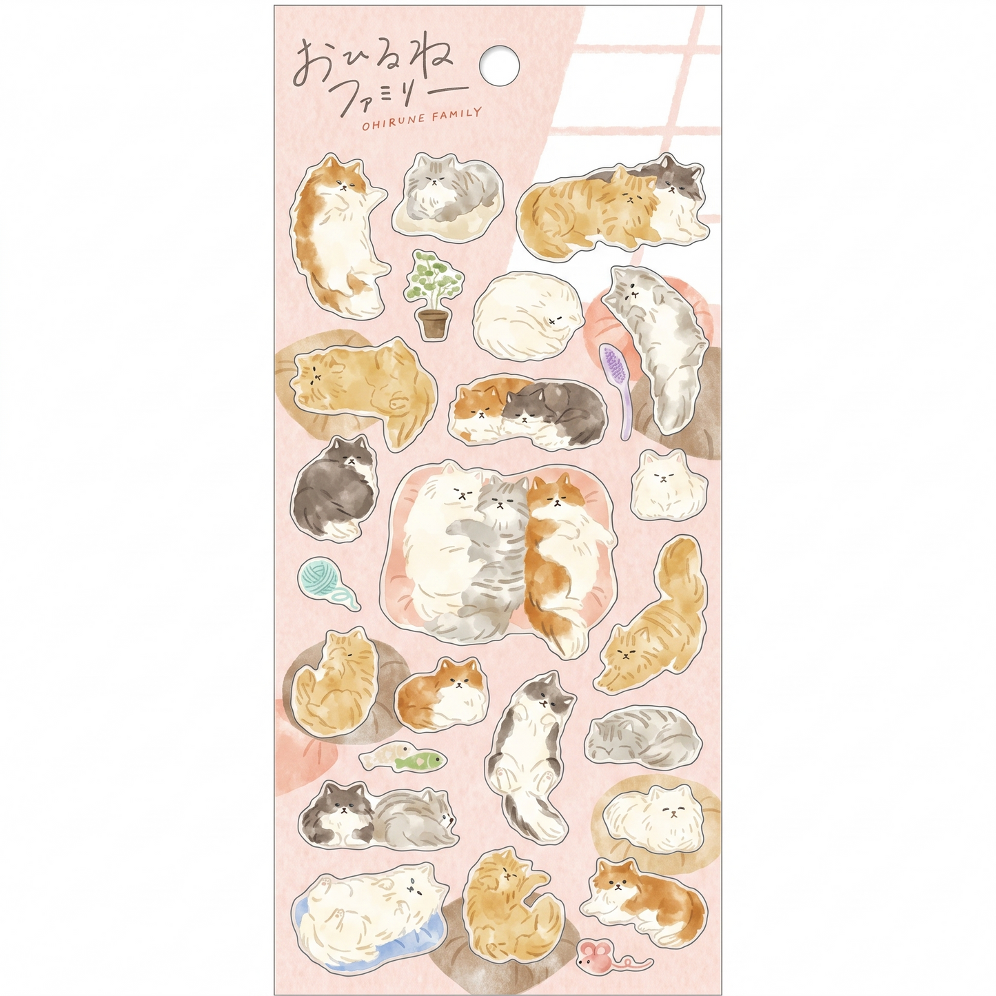 Japanese Kawaii Cat Sticker Sheet – Cute Animal Flake Stickers for Journaling & Scrapbooking