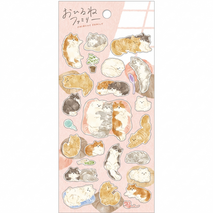 Japanese Kawaii Cat Sticker Sheet – Cute Animal Flake Stickers for Journaling & Scrapbooking