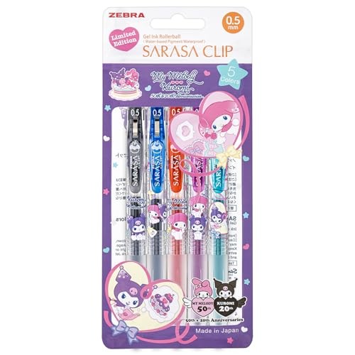 Zebra Sarasa Clip 0.5mm Gel Pen Set — My Melody & Kuromi Limited Edition (5-Pen Set)